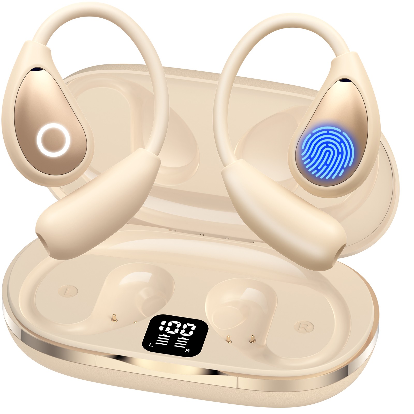 AI Translation Earbuds Real Time, 144 Language Translator Earbuds OWS 3-in-1 Translation Headphones, Translation Device for Travel Business Learning Compatible with iOS and Android（Off White）